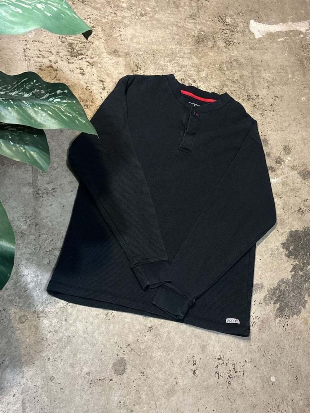Case IH Waffle Long Sleeve Henley Shirt Size XL Black Thermal